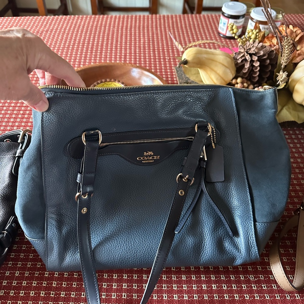 Coach Navy Leather Shoulder Bag